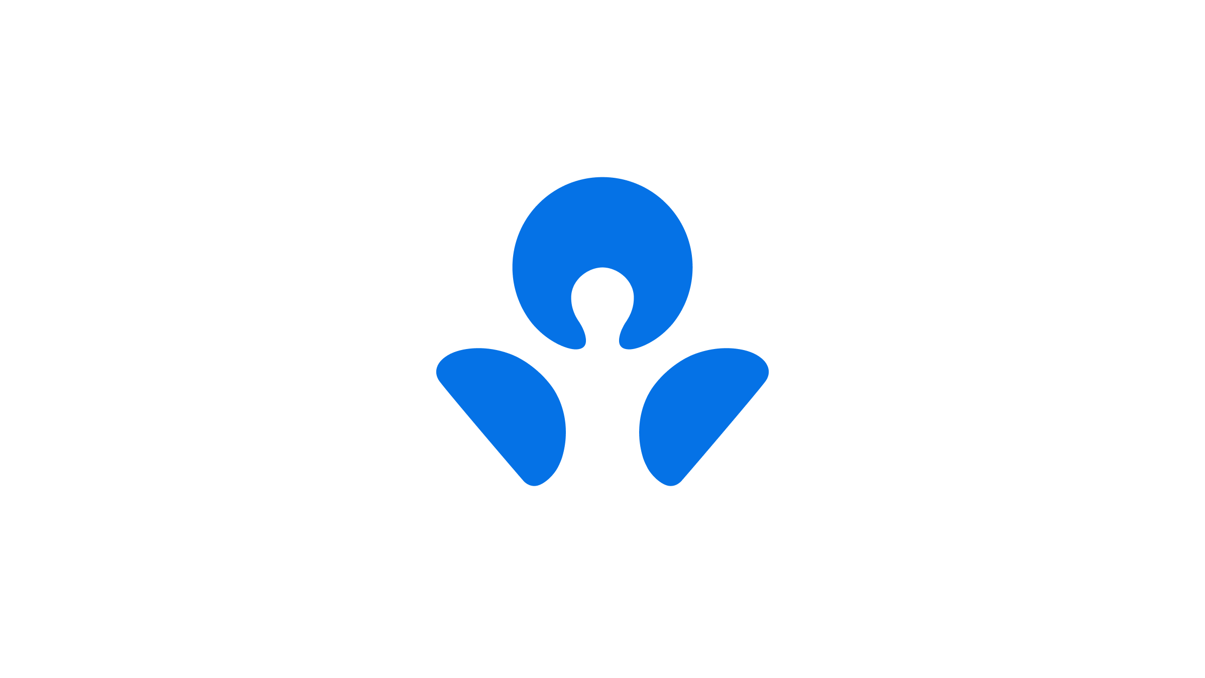 A minimalist blue icon is centered on a white background, featuring three rounded shapes arranged in a triangular formation. The design is simple and abstract, with no visible text or numbers. The overall style is clean and modern, suitable for digital or corporate use. No brands or logos are explicitly identifiable.
