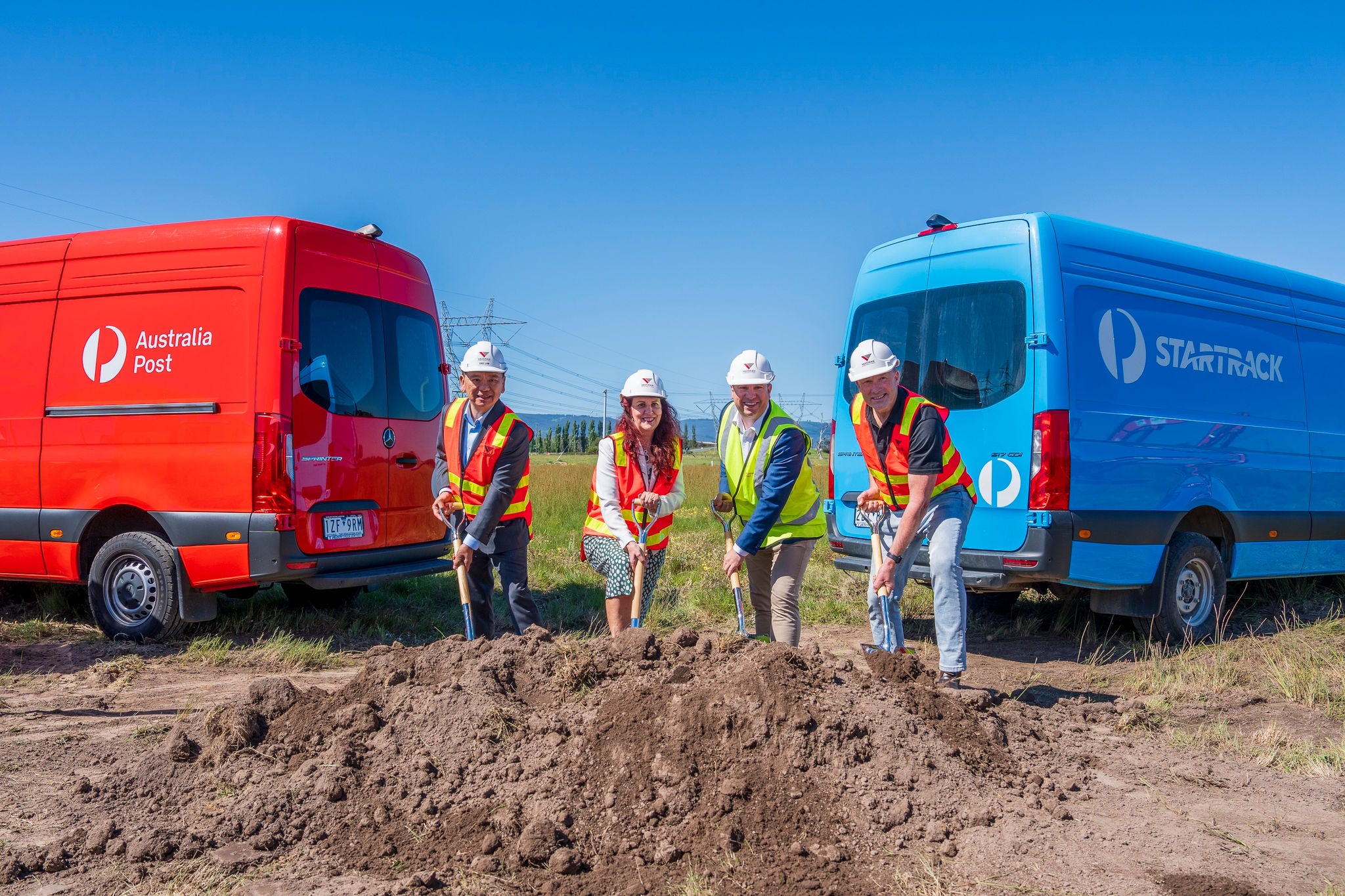 Turning soil at the new Gippsland Parcel Facility in Morwell