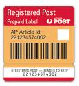 Registered Post prepaid labels - Box of 50 product photo