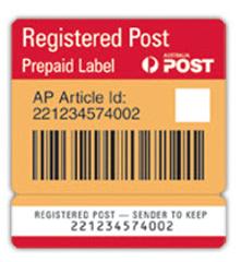 Registered Post prepaid labels - Box of 50 product photo Internal 1 DETAILS