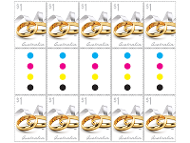 Gutter strip 10 x $1 Gold rings stamps product photo