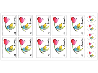 Chequebook 20 x 10 $1 self-adhesive Love bird stamps product photo Internal 2 DETAILS