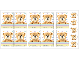 Booklet of 10 $1 Teddy stamps product photo Internal 2 DETAILS