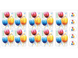 Chequebook 20 x 10 $1 self-adhesive Balloon stamps product photo Internal 2 DETAILS