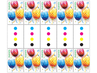 Gutter strip 10 x $1 Balloons stamps product photo Internal 1 DETAILS