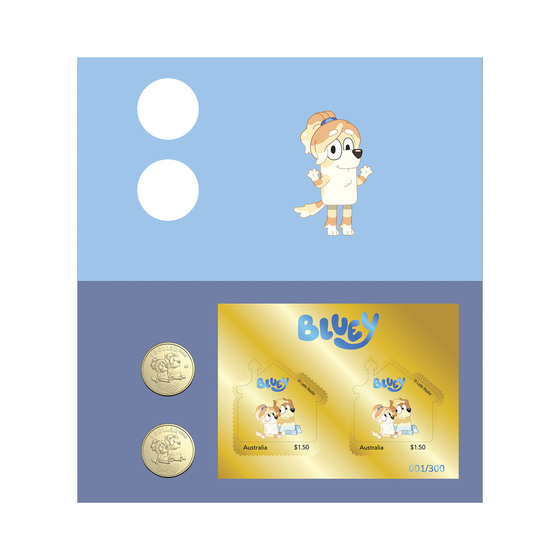 Bluey 2024 Limited Edition 2-Coin and Minisheet Collection — Uncle Rad and Frisky product photo Internal 2 DETAILS