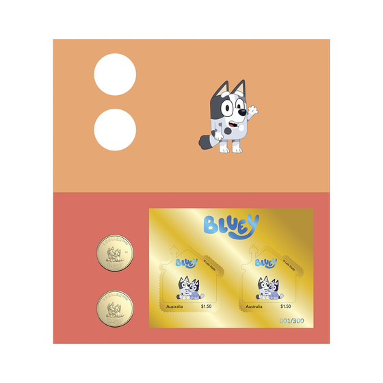Bluey 2024 Limited Edition 2-Coin and Minisheet Collection — Muffin and Socks product photo Internal 2 DETAILS
